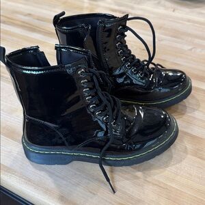 NWOT Black Patent Leather Combat Boots